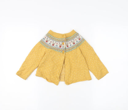 JoJo Maman Bébé Unisex Yellow Knit Cardigan, Size 4 Plus