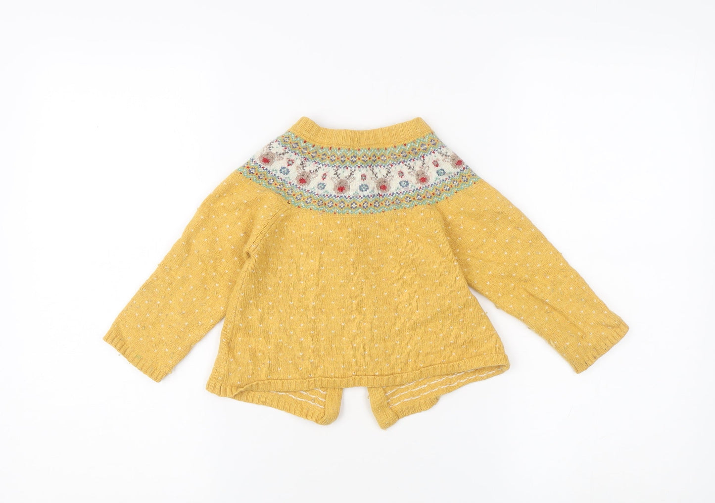 JoJo Maman Bébé Unisex Yellow Knit Cardigan, Size 4 Plus