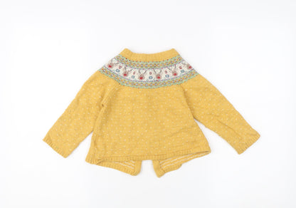 JoJo Maman Bébé Unisex Yellow Knit Cardigan, Size 4 Plus