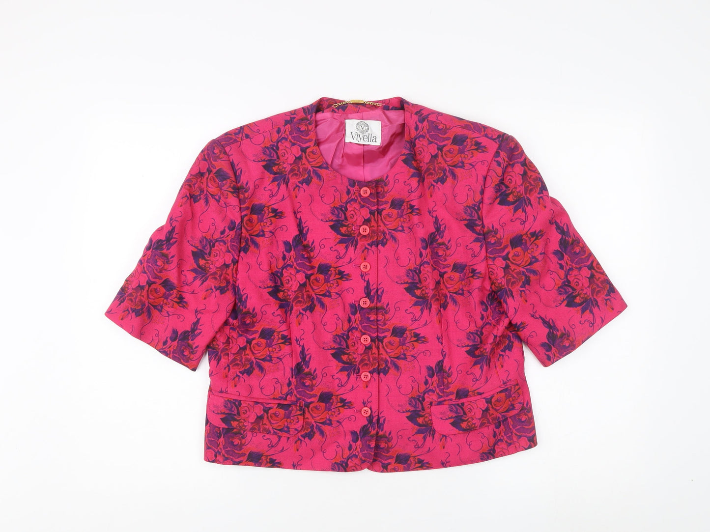 Viyella Women's Pink Floral Blazer Size 10, Lined, Casual