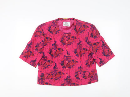 Viyella Women's Pink Floral Blazer Size 10, Lined, Casual