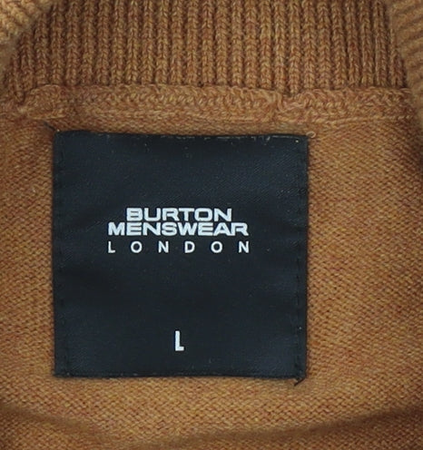 Burton Menswear Men’s Brown L High Neck Pullover Jumper