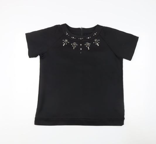 Womens UK Size L French Connection Black Basic T-Shirt