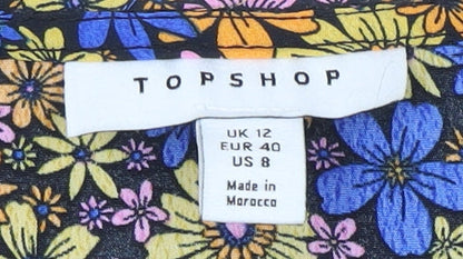 Womens UK Size 12 Topshop Multicoloured Basic Blouse
