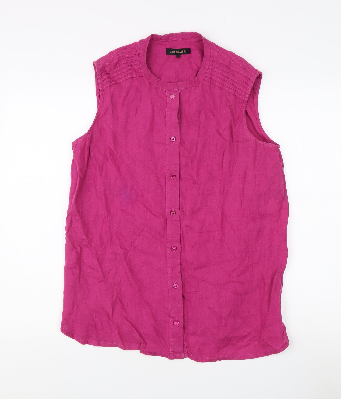 Jaeger Women's Pink Linen Button-Up Top, Size 14