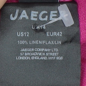 Jaeger Women's Pink Linen Button-Up Top, Size 14