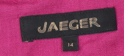 Jaeger Women's Pink Linen Button-Up Top, Size 14