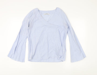 Womens UK Size S Zara Blue Basic Blouse