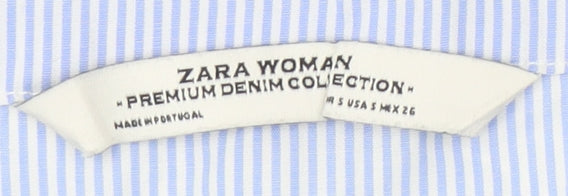 Womens UK Size S Zara Blue Basic Blouse