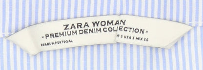 Womens UK Size S Zara Blue Basic Blouse