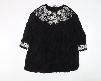 Zara Women Black Embroidered Dress M