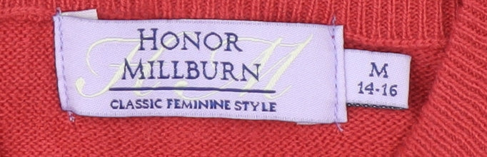 Womens UK Size M Honor Millburn Red Pullover Jumper