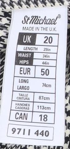 Marks and Spencer Women's Long Grey Check Skirt UK 20