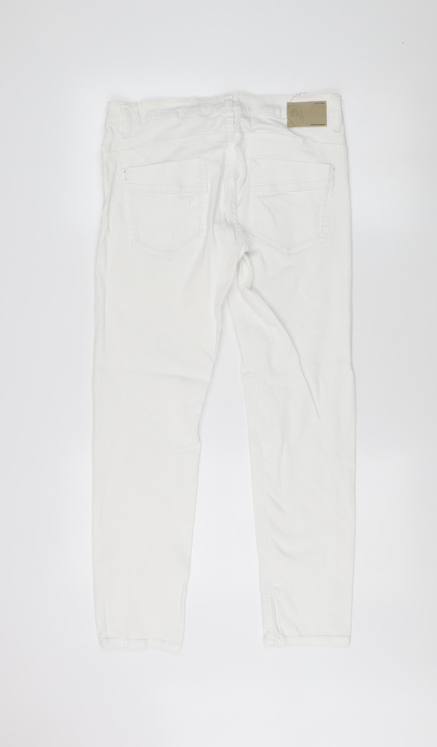 s.Oliver Women's White Ankle Jeans, Size 12, Distressed