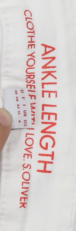 s.Oliver Women's White Ankle Jeans, Size 12, Distressed