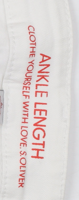 s.Oliver Women's White Ankle Jeans, Size 12, Distressed