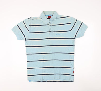 Pierre Cardin Men's Blue Striped Polo Shirt M