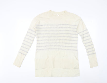 Gap Women's Ivory Striped Pullover Jumper XS