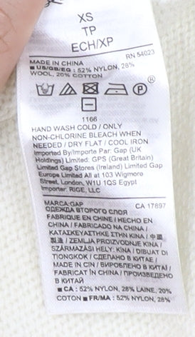 Gap Women's Ivory Striped Pullover Jumper XS