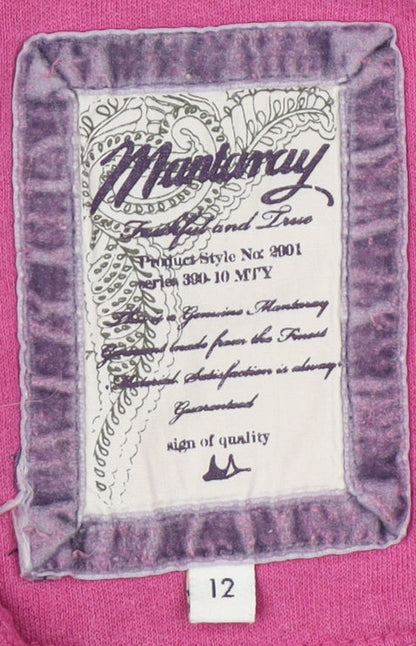 Maharaja Women's Pink Henley Sweatshirt, Size 12, 1/4 Zip