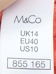 Womens UK Size 14 M&Co Orange Basic Blouse