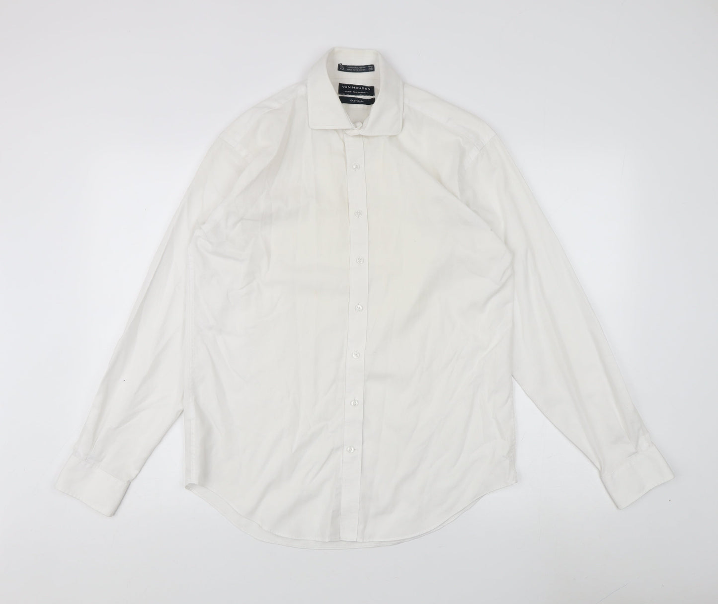 Van Heusen Men's White Dress Shirt, Size 40, Classic Fit