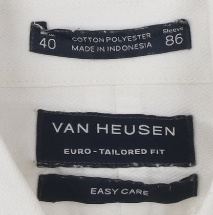 Van Heusen Men's White Dress Shirt, Size 40, Classic Fit
