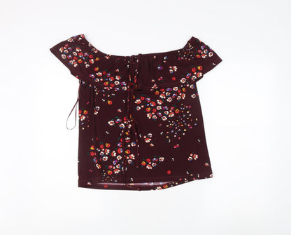 Womens UK Size L Oasis Red Off the Shoulder Blouse