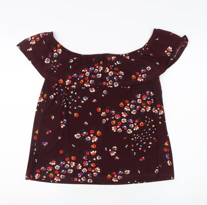 Womens UK Size L Oasis Red Off the Shoulder Blouse