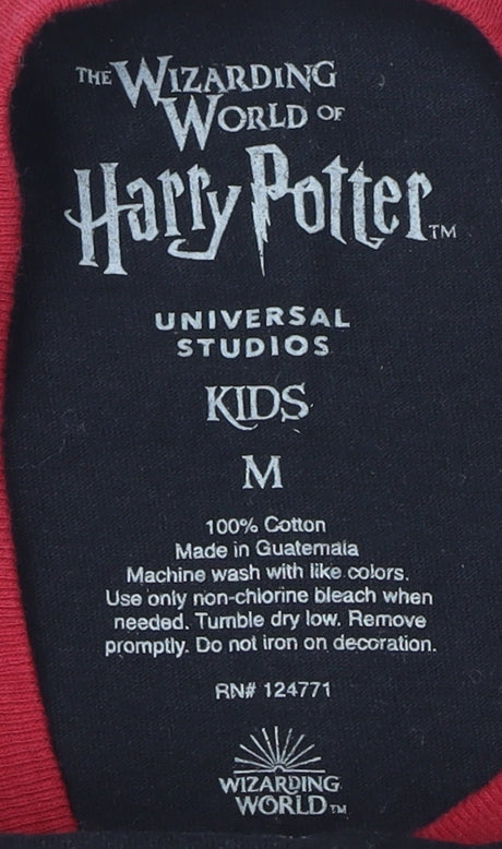 Harry Potter Boys Black Graphic T-Shirt, Size M, Casual Wear