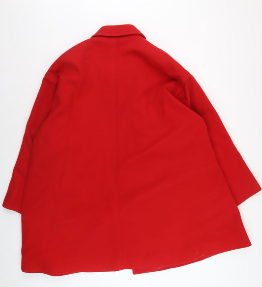 Jaeger Women's Red Wool Mid-Length Coat L