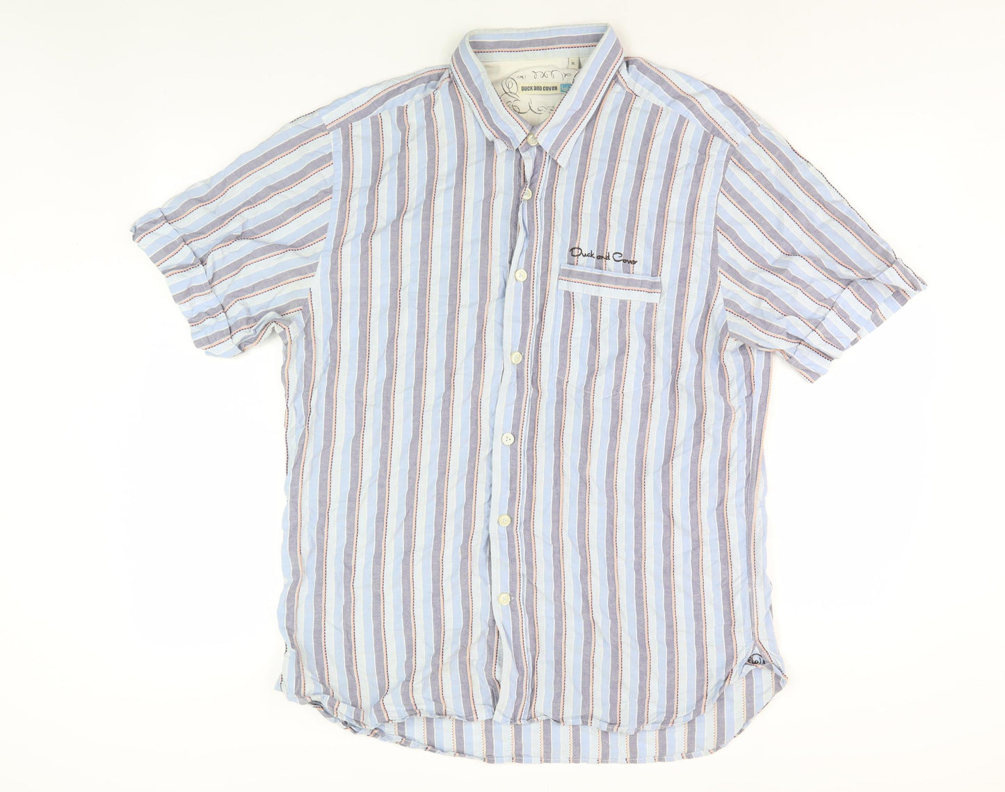 Duck and Cover Men's Blue XL Striped Shirt