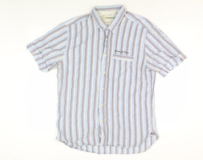 Duck and Cover Men's Blue XL Striped Shirt