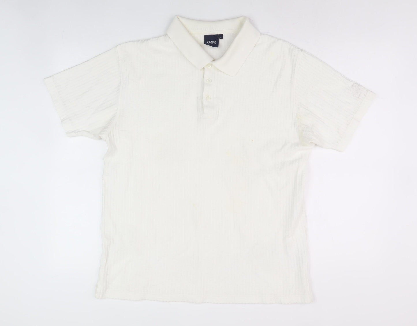 Cotton Traders Men's White Polo, Size M, Short Sleeve