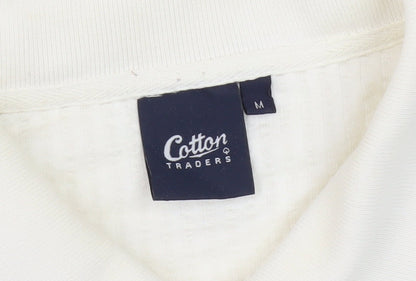 Cotton Traders Men's White Polo, Size M, Short Sleeve