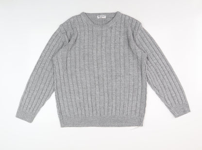 Bellisimo Men's Grey XL Cable-Knit Pullover Jumper