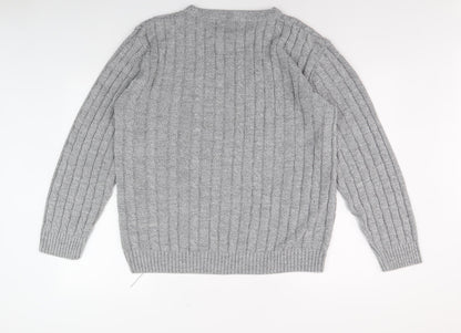 Bellisimo Men's Grey XL Cable-Knit Pullover Jumper