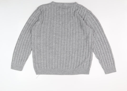 Bellisimo Men's Grey XL Cable-Knit Pullover Jumper