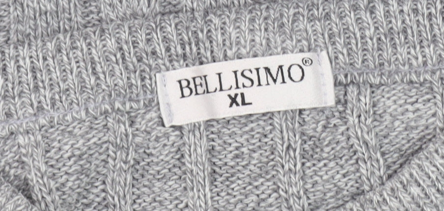 Bellisimo Men's Grey XL Cable-Knit Pullover Jumper