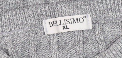 Bellisimo Men's Grey XL Cable-Knit Pullover Jumper