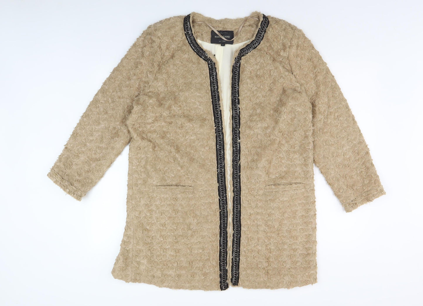 Womens UK Size 16 River Island Beige Basic Coat