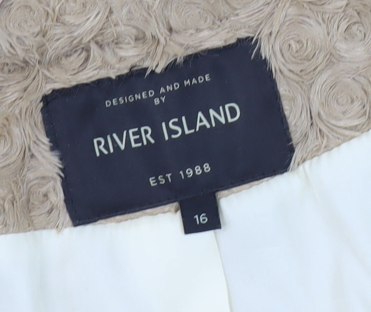 Womens UK Size 16 River Island Beige Basic Coat