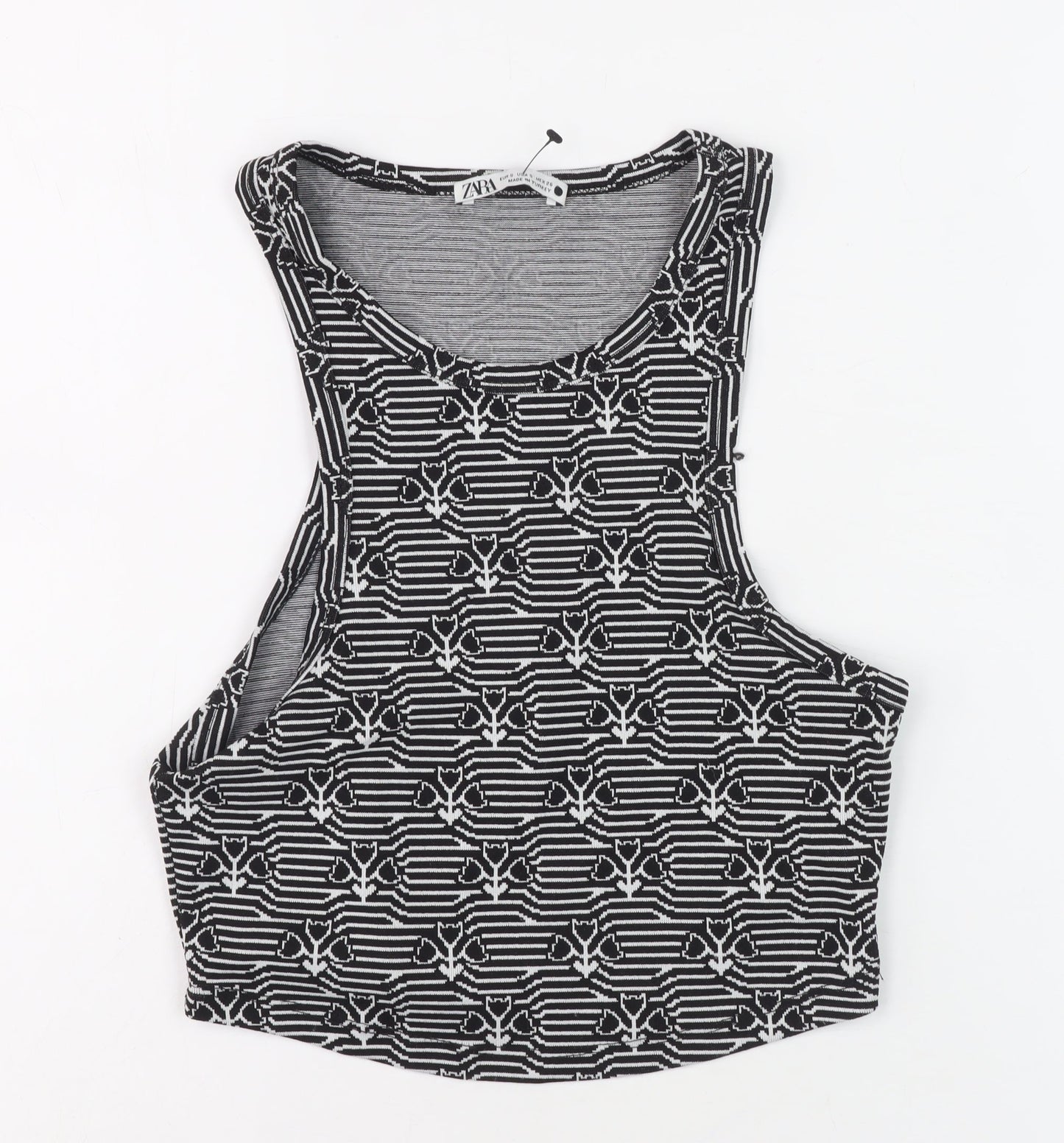Womens UK Size S Zara Black Cropped Tank