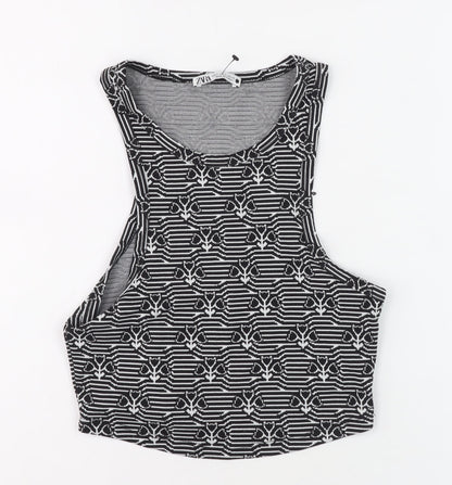 Womens UK Size S Zara Black Cropped Tank