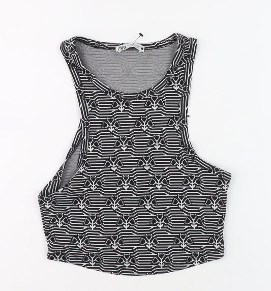 Womens UK Size S Zara Black Cropped Tank