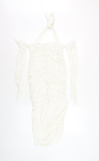 Club L London Women's White Bodycon Midi Dress Size 8