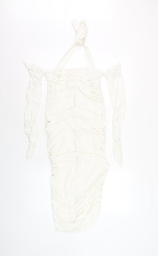Club L London Women's White Bodycon Midi Dress Size 8