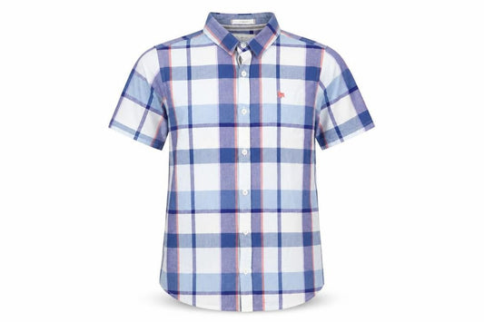 Jasper Conran Boys Blue Plaid Button-Up Shirt, Size 12 Years