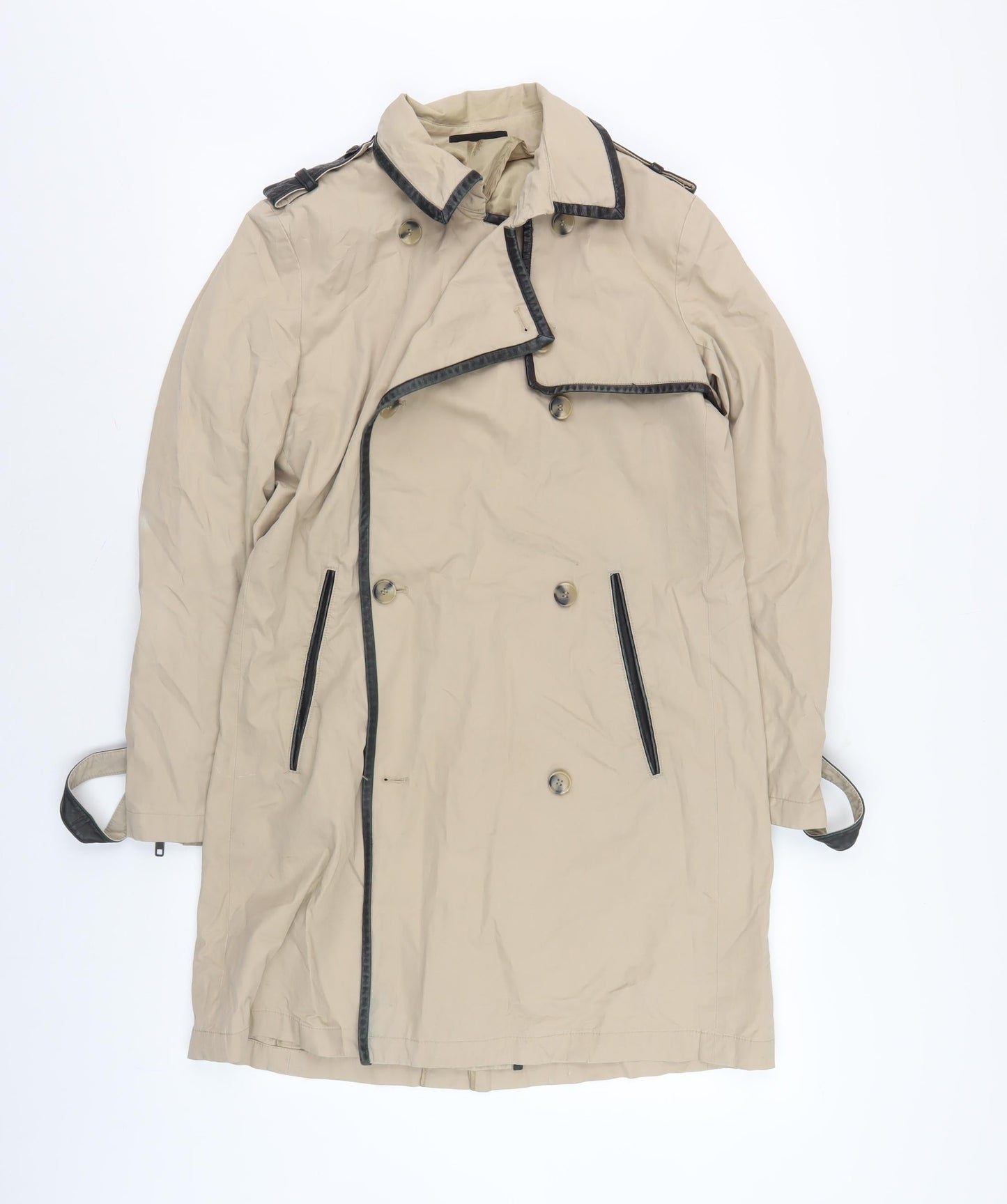 Mens UK Size 38 The Kooples Beige Trench Coat