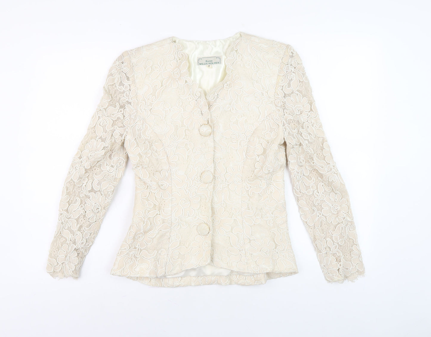 Karen Willis Holmes Women's Ivory Lace Jacket Size 8
